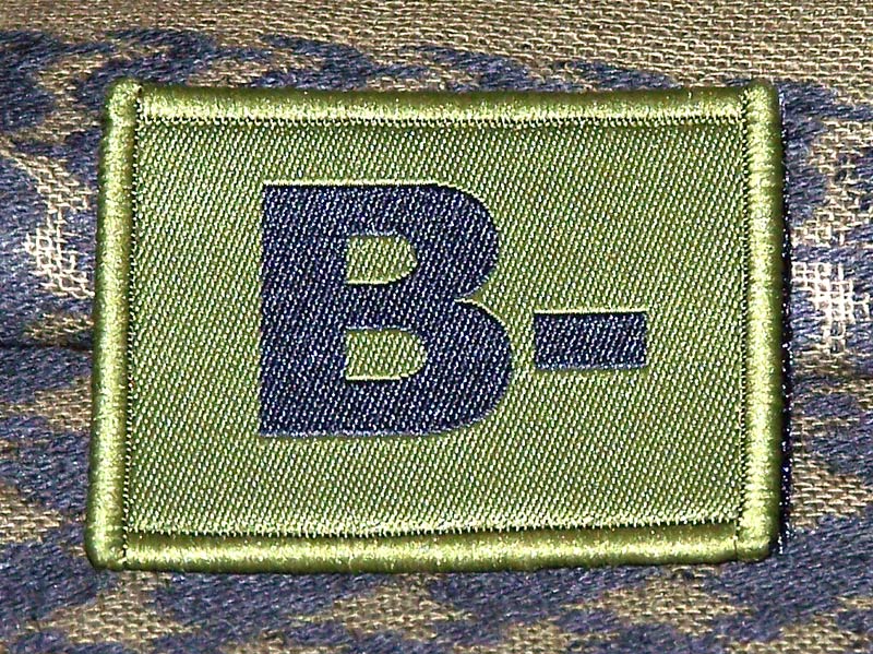 ID Patch Bloodgroup OD Green / Desert with Velcro B Neg