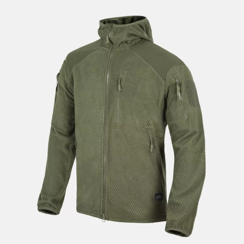 Helikon-Tex Alpha Hoodie Grid-Fleecejacke mit Kapuze Olive