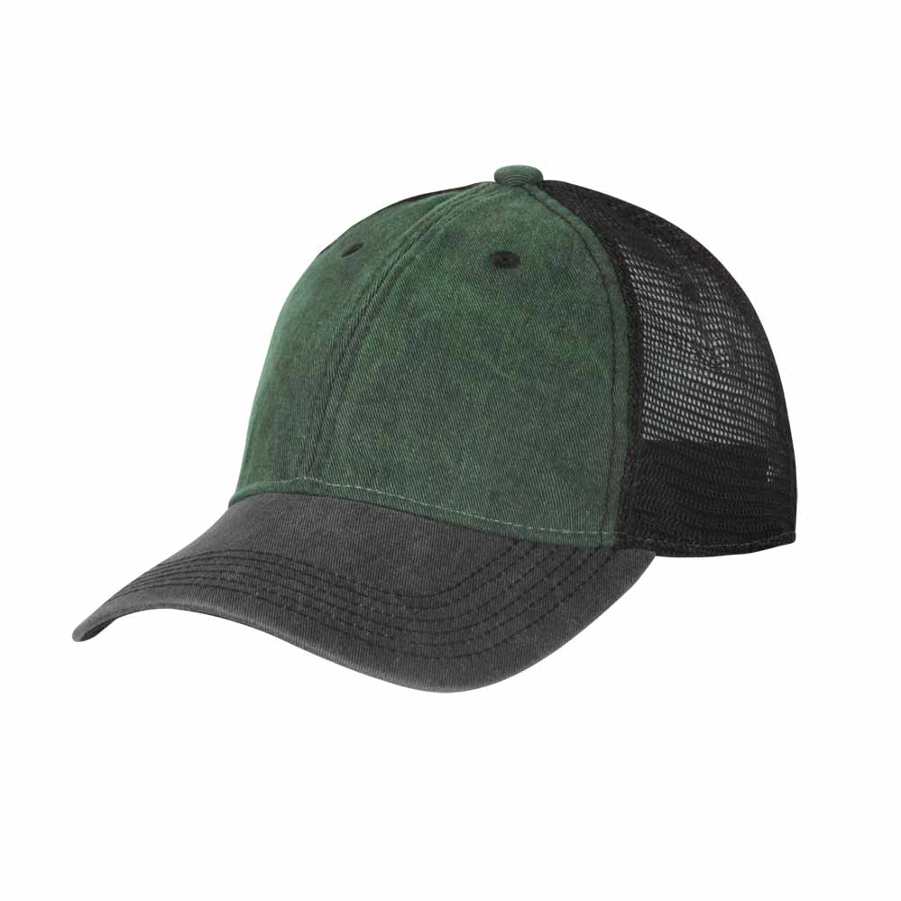 HELIKON-TEX TRUCKER MESH CAP - Washed Dark Green-Black