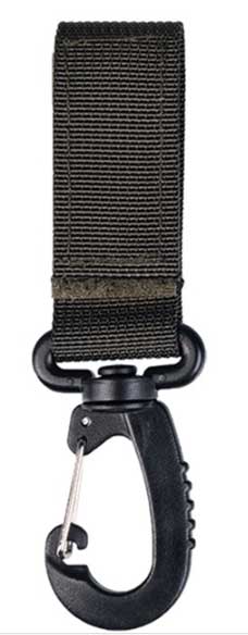 GÜRTELSCHLAUFE MIT KLETTVERSCHLUS UND WIRBELKARABINER OLIVE