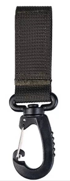 GÜRTELSCHLAUFE MIT KLETTVERSCHLUS UND WIRBELKARABINER OLIVE