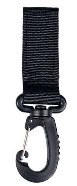 GÜRTELSCHLAUFE MIT KLETTVERSCHLUS UND WIRBELKARABINER SCHWARZ