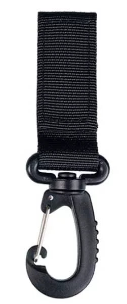 GÜRTELSCHLAUFE MIT KLETTVERSCHLUS UND WIRBELKARABINER SCHWARZ