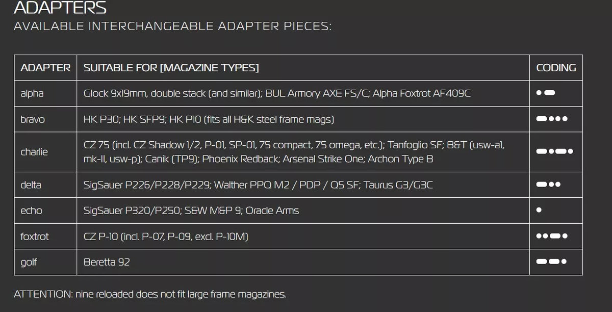 NINE RELOADED MAG SPEEDLOADER