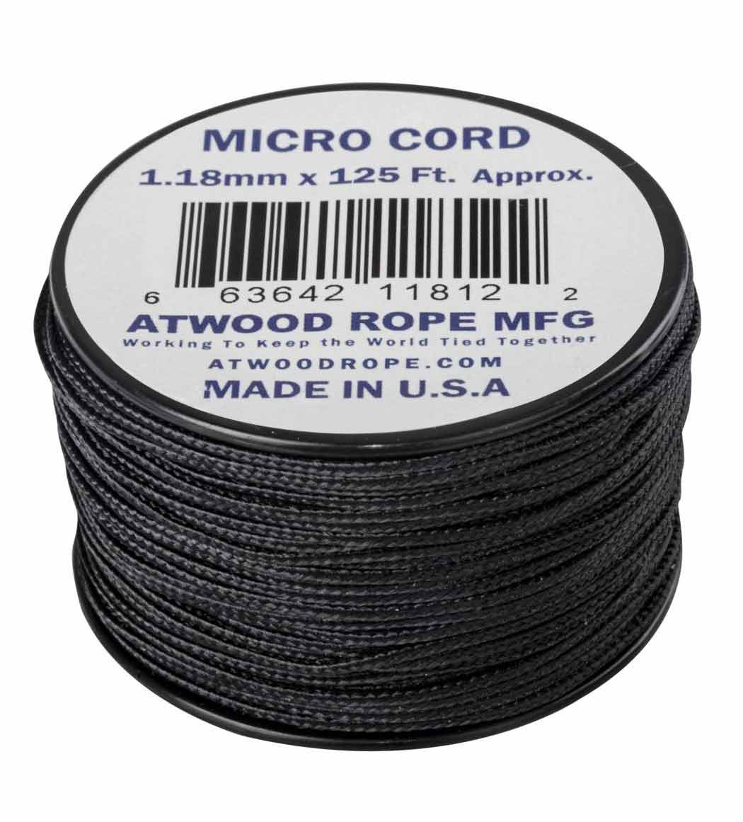 MICRO CORD PARACORD 125 Ft. SCHWARZ