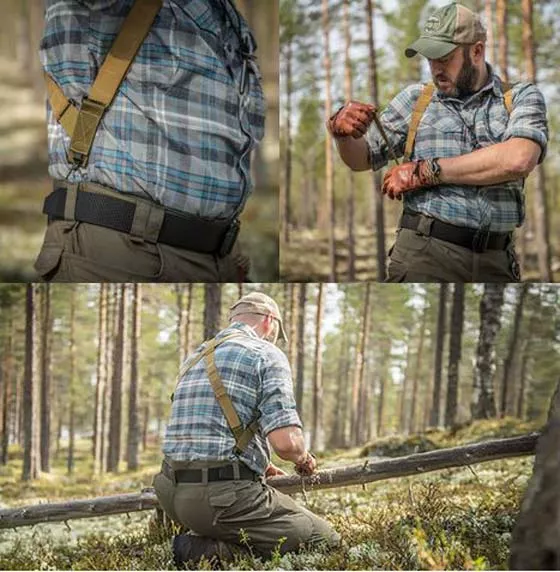 Die Forester Suspenders von Helikon-Tex aus der Bushcraftline sind Hosenträger aus einem strapazierfähigem, 40 mm breitem Gurt, die die Erwartungen aller Bushcraft-Enthusiasten erfüllen.