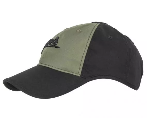 HELIKON-TEX LOGO CAP SCHWARZ UND VORDERSEITE OLIVE-GREEN