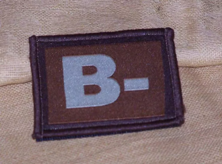 ID Patch Bloodgroup OD Green / Desert with Velcro B Neg